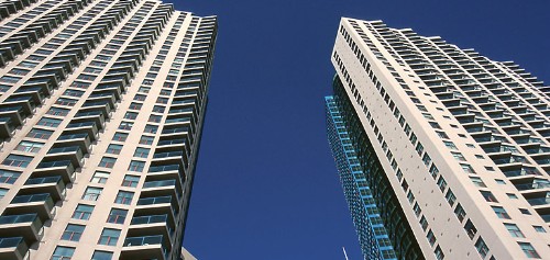 View of skyscrapers from t2